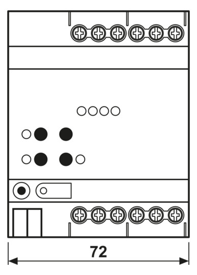 Dimmaktor KNX 0-225W REG 4TE 4Ausg Vor Ort-/Handbedienung