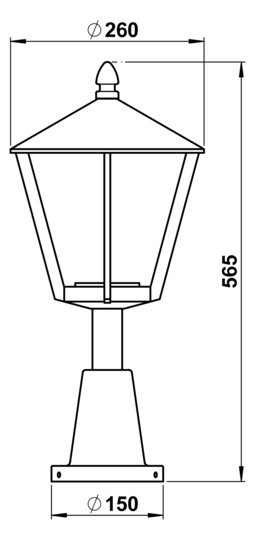 Podestleuchte 57W E27 sw Alu Kst_tr HV IP44