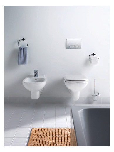 Duravit Wand-Tiefspül-WC Set D-Code mit WC-Sitz, Rimless, Durafix, weiß
