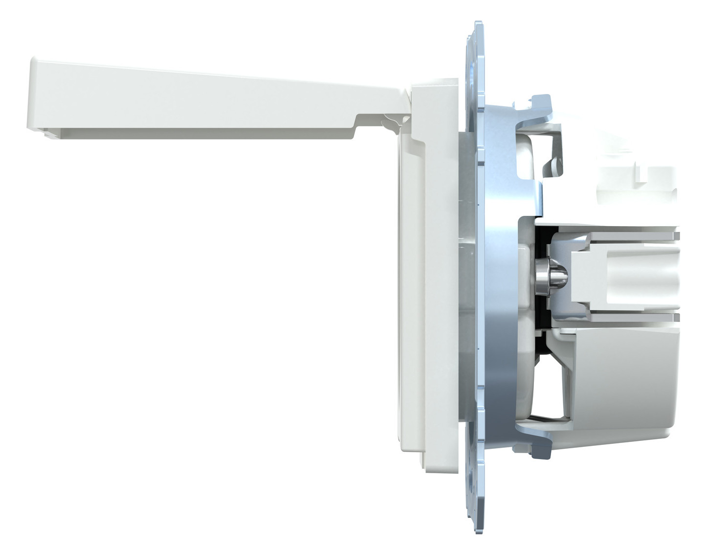 Steckdose 1f akws glz System M UP m.BS Klappd aktivweiß IP44