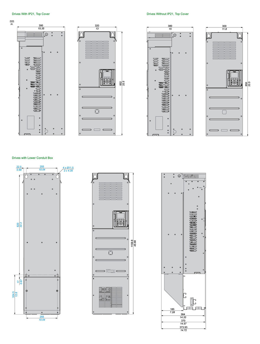 Frequenzumrichter ALTIVAR 380-480V E3ph A3ph 500Hz 50/60Hz IP21 5%F 15%V