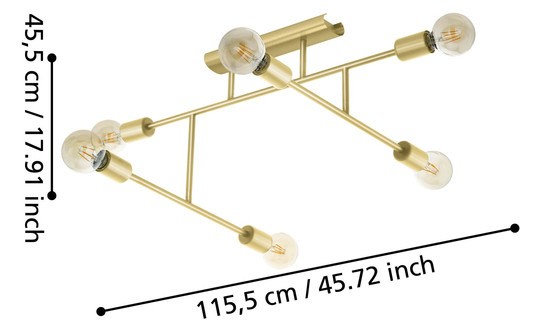 EGLO Deckenleuchte/6 E27 Messing-  98881 