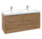 V&B Waschtisch-Unterschrank Subway 3.0 127,2x56,6x47,8cm, ohne LED/Griff Aluminium glänzend, kansas oak