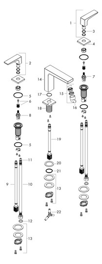 hansgrohe Waschtisch-3-Loch-Armatur 110 Metropol mit Hebelgriffen, Push-Open-Ablaufgarnitur, Ausladung 132mm, chrom