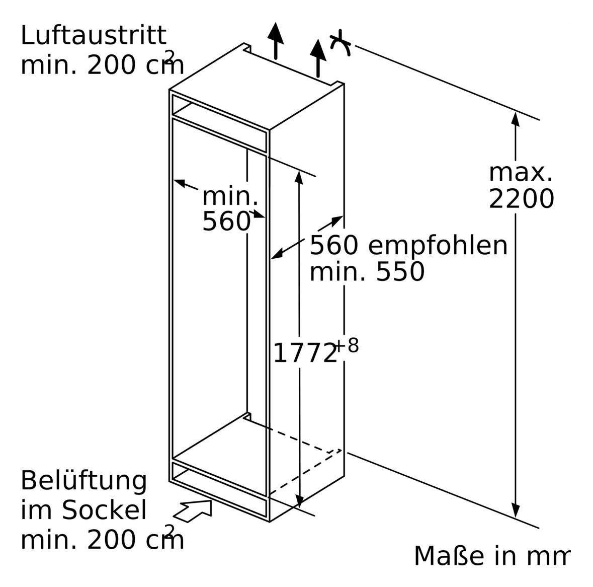 Kühl-/Gefrierkombi EB D ws 184/76l 186kwh 1772x558x548mm NoFrost 0°-Zone