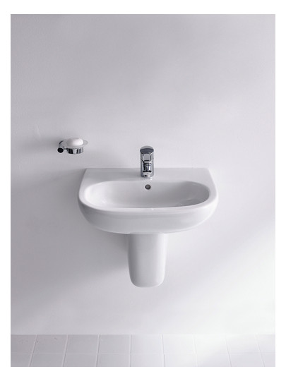Duravit Waschtisch D-Code 55 x 43 cm, mit Hahnloch, Überlauf, Hahnlochbank, weiß