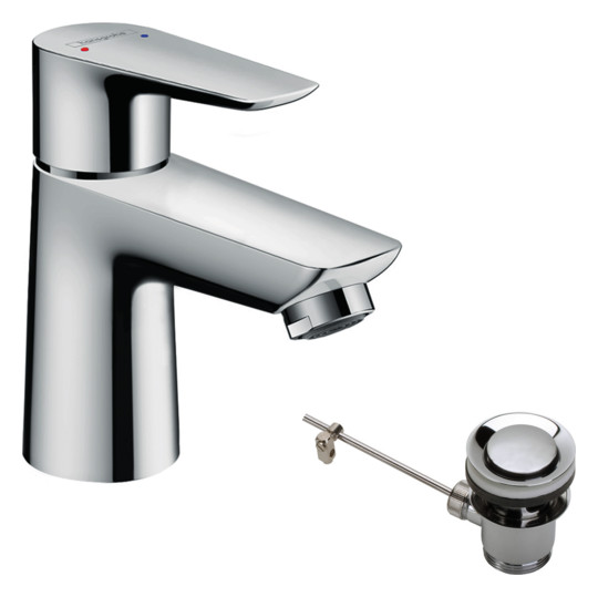 hansgrohe Waschtisch-Einhebelmischer 80 Talis E ND, für offene Warmwasserbereiter, mit Zugstangen-Ablaufgarnitur, chrom
