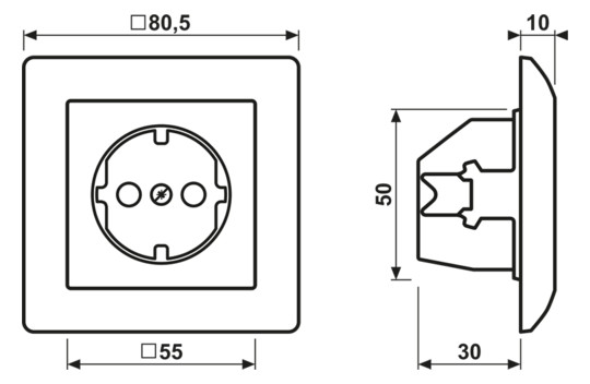 Steckdose 1f aws glz AS UP IP20 vert