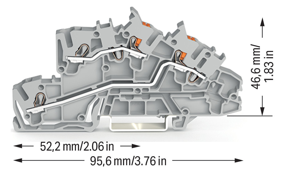 Installationsklemme 32A 0,25-4qmm 2pot gr APL_erf. Federzugans