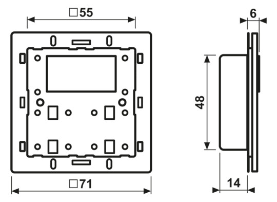 Bedienelement KNX UP LS Kst sw UP Manuelle Sollwertverstellung Status-LED
