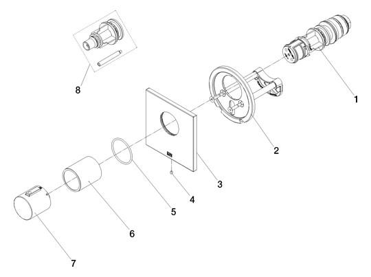 Dornbracht Fertigmontageset xTOOL UP-Thermostat, ohne Mengenregulierung, 3/4", Dark Platinum gebürstet