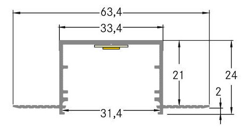 Einbauprofil ws Alu 2000x63,4x24mm