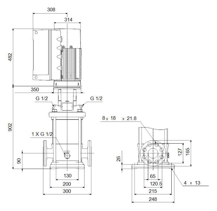 Grundfos Vertikale Kreiselpumpe CRNE1-6 N-FGJ-A-V-HQQV 1x200-240 60HZ