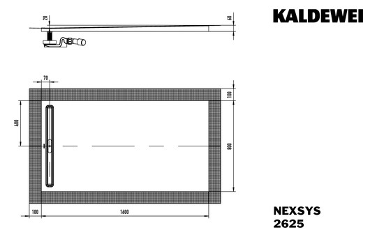 Kaldewei Duschwanne NEXSYS 2625 80x160cm, bodeneben, schwarz