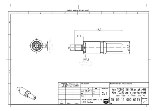 HART Han TC100-M-M6, kurz    09110006115 