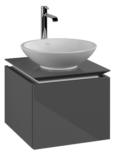 V&B Waschtischunterschrank Legato 45x38x50cm, Waschtisch mittig, Glossy Grey