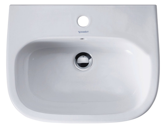 Duravit Waschtisch D-Code 55 x 43 cm, mit Hahnloch, Überlauf, Hahnlochbank, weiß