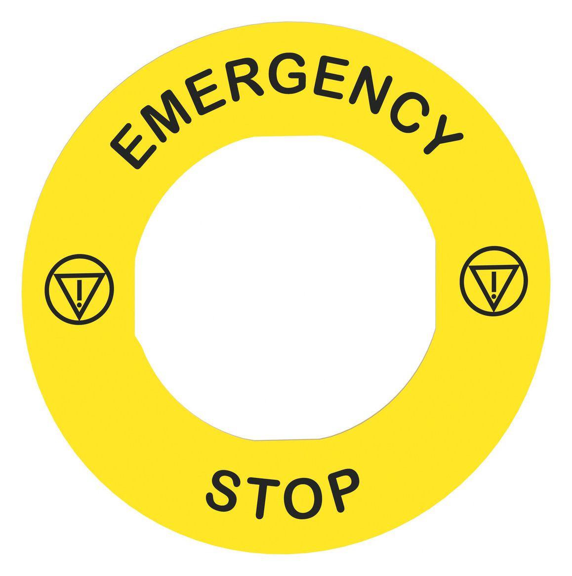 Bezeichnungsschild ge rnd NOT-AUS Ø60mm englisch Bez.Schild Symbol E-Stop