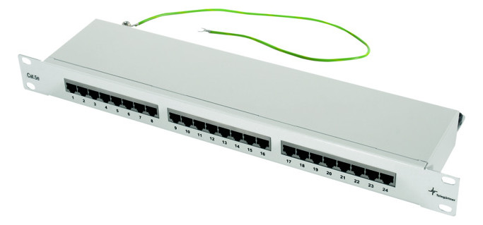 Patchpanel 24Ports 1HE Cat5E 44x482x137mm 19Zoll-Einbau