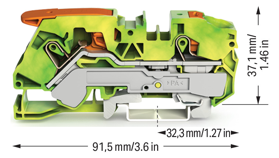 Schutzleiter-Reihenklemme 0,5-16qmm gn/ge 1Etage Hutschiene TH35