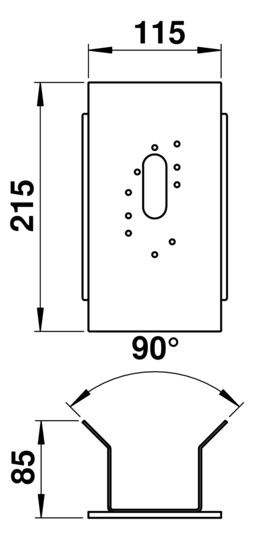 Eckbock sw Alu L215mm B115mm