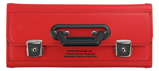 Werkzeugtasche leer Leder/Metall 210x340x460mm Signalrot