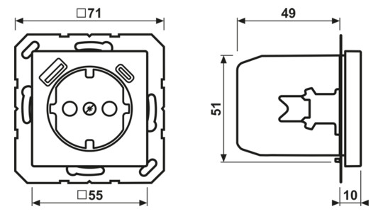 Steckdose 1f aws glz AS/A 1USB-A 1USB-C UP Mit erhöhtem Berührungsschutz IP20