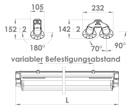 Pracht 9400504n-APOLLO G2 1.3m PO 2x33W 