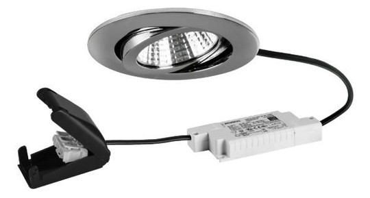 LED-Einbaustrahler 6W 3000K 630lm Konv chr glz 1LED Alu IP20 mediumstrahlend