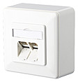 Anschlussdose Cat6A AP 2xRJ45 LSA rws Kanaleinb AP-Mont schräg m.Staubschutz