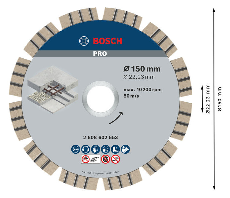 Diamant-Schleifscheibe 150x12mm f.Beton Geeignet für bewehrten Beton