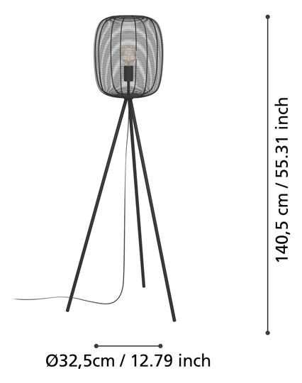 EGLO Stehleuchte/1 E27 Schwarz     43968 