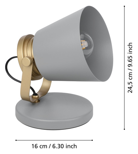 EGLO Tischleuchte/1 E27 Grau/Gold  43841 