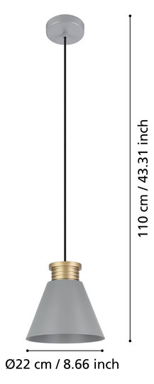 EGLO Hängeleuchte/1 E27 Grau/Gold  43838 
