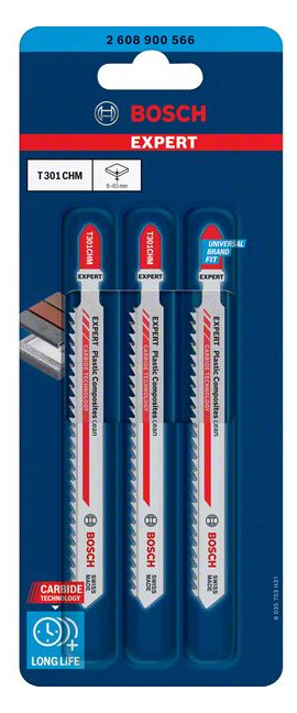 Bild Stichsägeblatt EXPERT T 301 CHM Bosch VE à 3 Stück Plastic Composites Clean-1