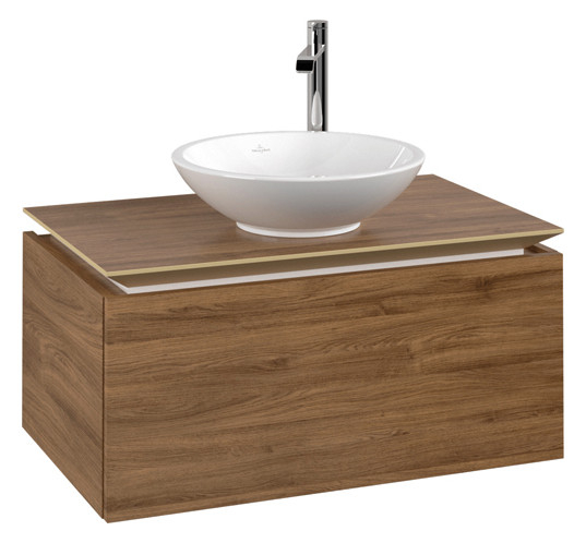 V&B Waschtischunterschrank Legato 80x38x50cm, Waschtisch mittig, Kansas Oak