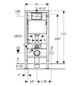 Geberit Wand-WC-Element Duofix Basic BH 112cm, Betätigung vorne, mit Delta UP-Spülkasten 12 cm