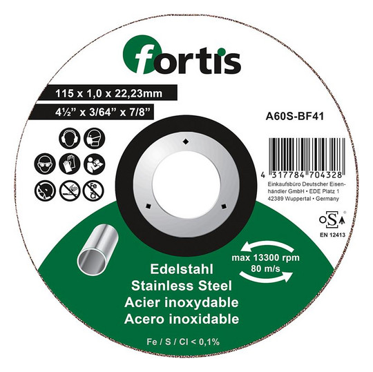 fortis-Trennscheibe Edelstahl, gerade - 115x1,0mm