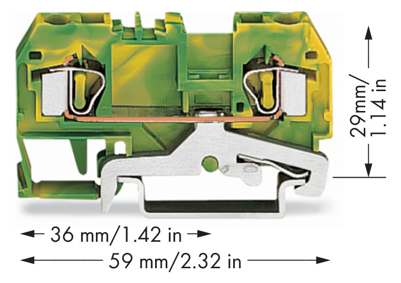 Schutzleiter-Reihenklemme Serie 281 0,08-4qmm gn/ge 1Etage APL_erf.