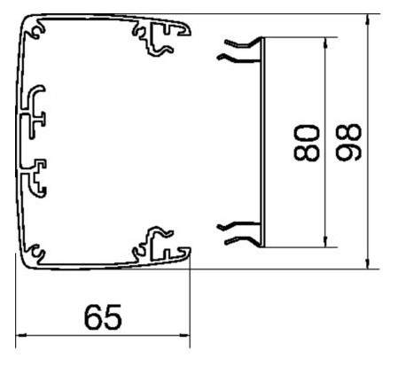 Installationssäule Alu 650mm rechteck eins Standfuß anod/elox oben/unten