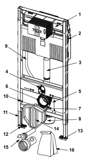 TECE WC-Modul TECEprofil 1120 mm, mit Spülkasten, Betätigung von vorne