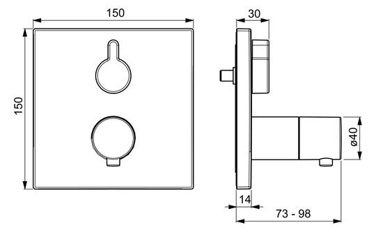 HANSA Fertigmontageset HANSAVAROX PRO UP-Wannen-Thermostat, Drehumsteller, druckunabhängig, Rosette eckig, chrom
