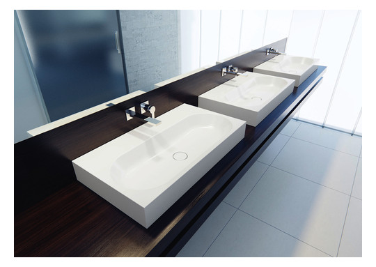 Kaldewei Aufsatz-Waschtisch CENTRO 3058, 90 x 50 x 12 cm, cool grey 90, ohne Überlauf, ohne Hahnloch