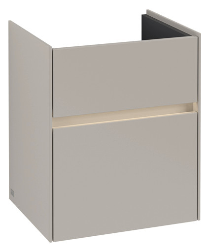 V&B Waschtischunterschrank Collaro 46x54,6x37,4cm, Waschbecken mittig, LED-Beleuchtung, soft grey