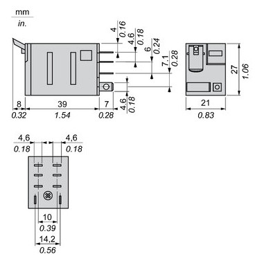 Schaltrelais 230V/AC 2W IP40 21x27x53mm Steckanschl