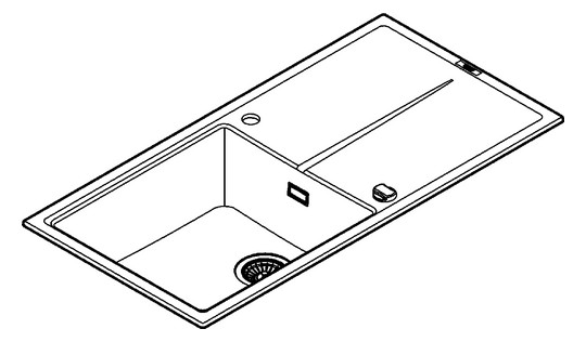GROHE Komposit-Einbauspüle K400 60-C 100/50 1.0 rev 100x50cm, mit Abtropffläche, aufliegend, 1 Becken, granit schwarz