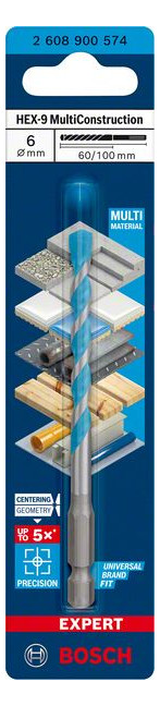 Bild Schlagbohrer EXPERT HEX-9 6x60x100mm Mul tiConstruction Bosch-2