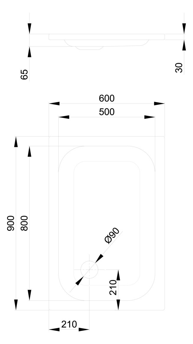 Duschwanne BetteSupra 8610 90x60x6,5cm, Antirutsch/Sense, weiß