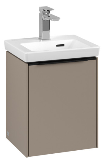 V&B Waschtisch-Unterschrank Subway 3.0 35,1x42,9x30,9cm, Schanier rechts/Griff Volcano black, taupe