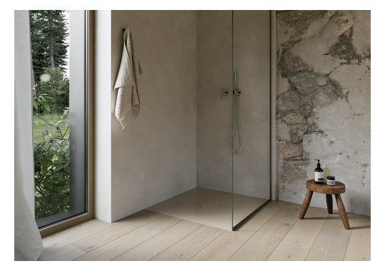 Bette Duschfliese PLUS BetteAir 1000 x 1000 mm, bahama beige, Rechteck, glasierter Titan-Stahl, mit Minimum-Täger